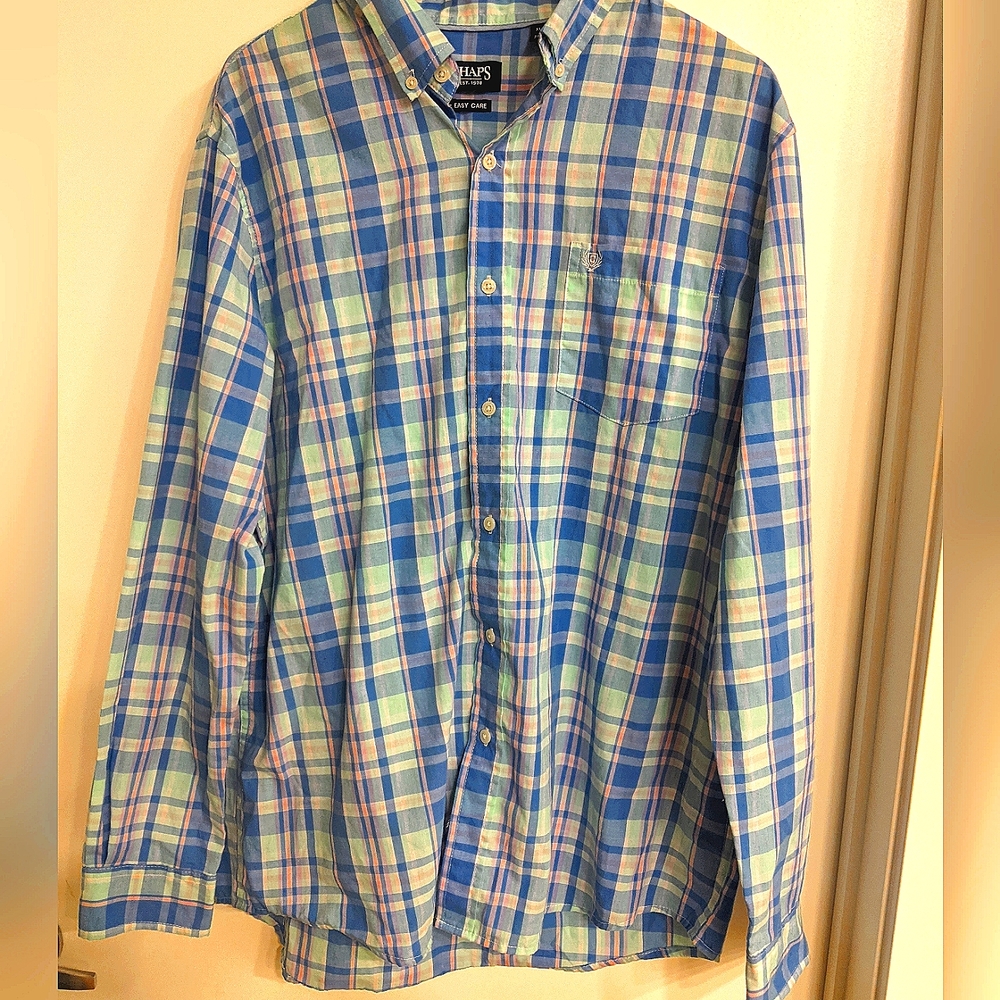 Chaps button down long sleeve shirt size XL blue green pink and purple